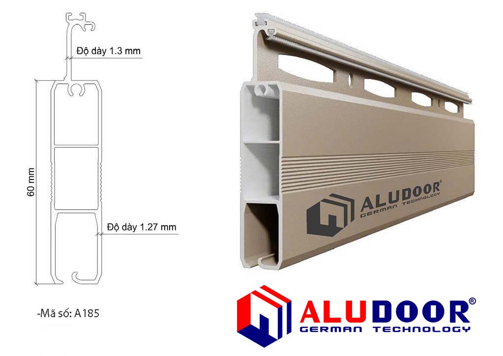 Cửa Cuốn Nhôm Khe Thoáng Aludoor A185: Siêu Thoáng, Siêu Êm Giảm Chấn 2 Chiều ALUDOOR A185 1